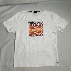 RECARO XXL White Graphic T‑Shirt – Automotive Seat Brand Tee – Mens XXL